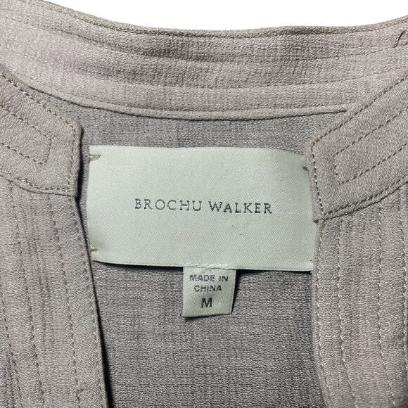 Brochu Walker Anglia Popover Blouse Top Mandarin Collar Crinkle Gauze Medium - Picture 3 of 8